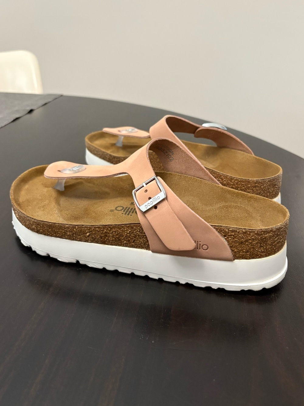 Birkenstock Gizeh Platform Leather Sandal Blush Pink Size 38